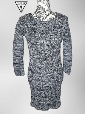 GUESS Black & White Cable Knit Sweater Dress - XSmall